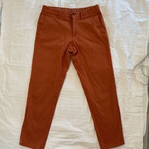 Zara Men’s Chino Pants Burnt Orange Rust Red Size USA 30 Slim Straight Cotton